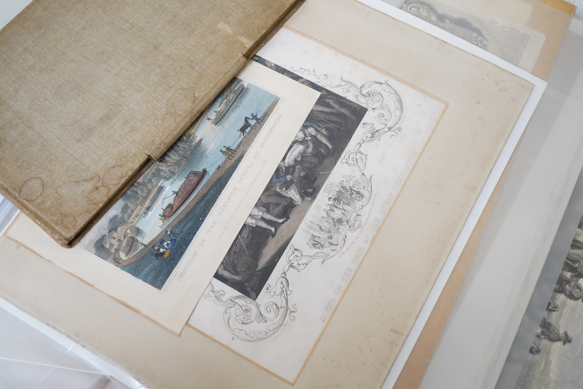 Two folios of engravings and watercolours to include two engravings after Peter Paul Rubens (1577-1640) and a Japanese woodblock print, 41 x 54cm. Condition - varies